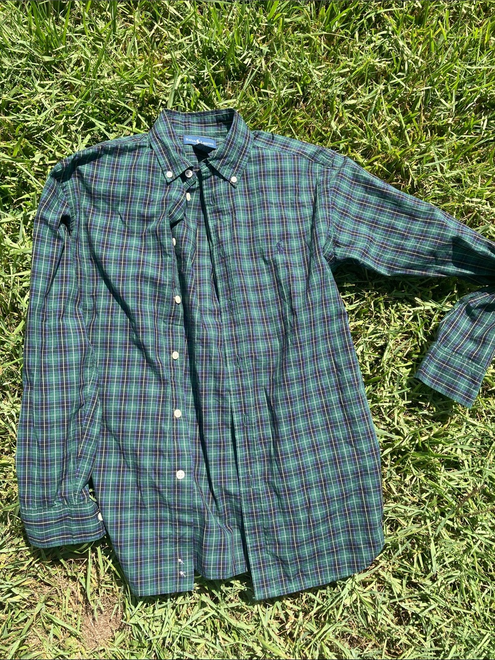 Polo by Ralph Lauren Green and Navy Plaid Button-Down Shirt